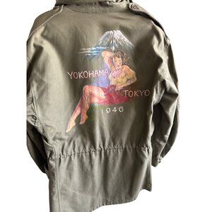 M-1943 Field Jacket  Pin Up Jane Russell Military WWII Era Yokohama Tokyo Mt. Fu